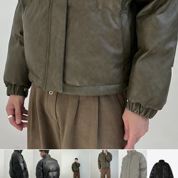 남 프리 140 / 인조가죽 푸퍼 숏패딩