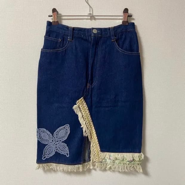 일본 빈티지 모리걸 하구미 레이스 나비스커트