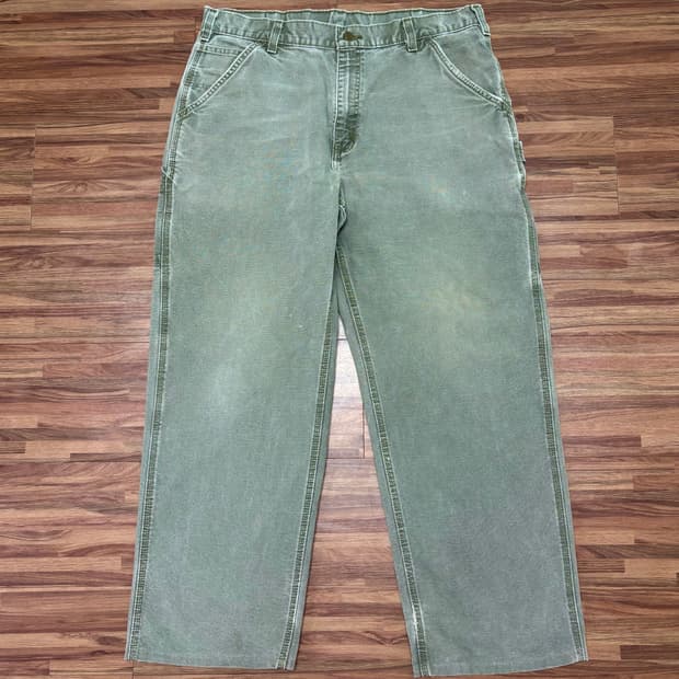 빈티지 칼하트 모스그린 싱글니 카펜터 팬츠 34