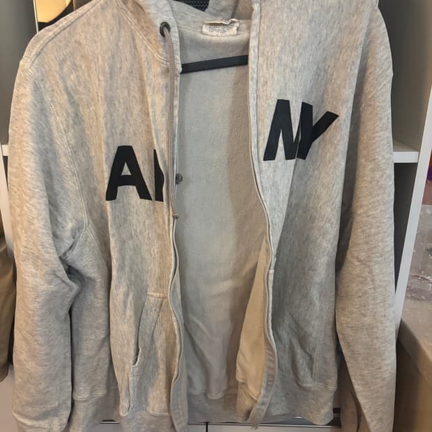 미군 육군 그레이 집업 후드 L