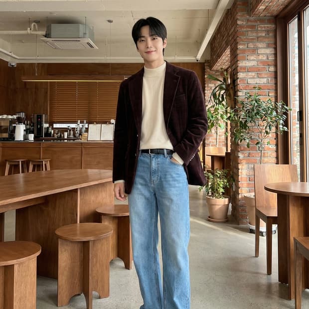 HERMES 에르메스 남성 코듀로이 체크 블레이저