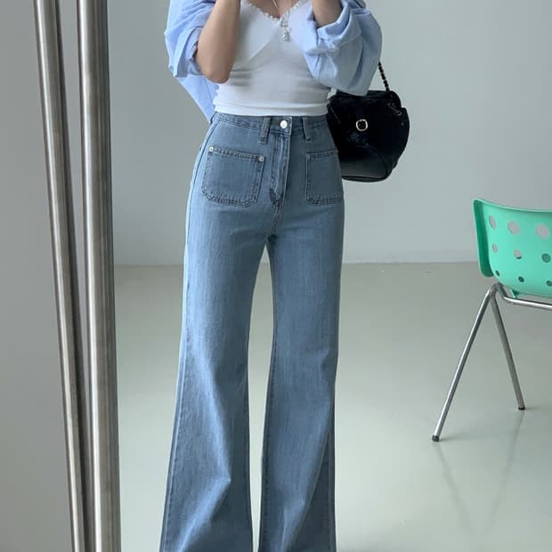 워싱존예 라이트블루 와이드 데님 팬츠 새상품