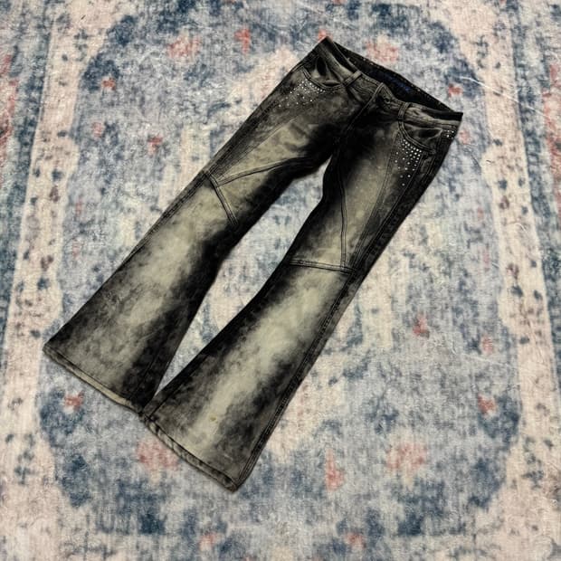 Unknown punk stud boots cut denim pants