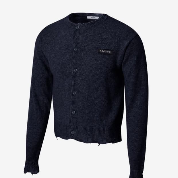 레씨토 디스트로이드 라운드 울 니트 가디건 (네이비)
