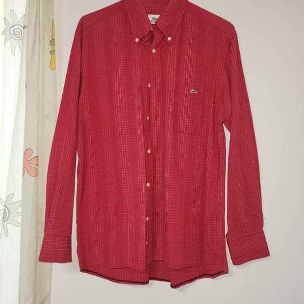 라코스테 레드 체크 긴팔 셔츠 95