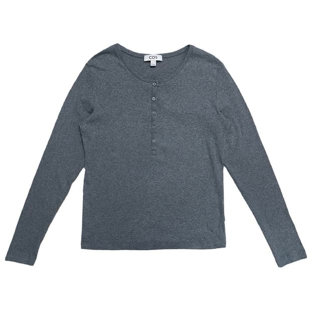 COS 롱슬리브 헨리탑 그레이 멜란지 L