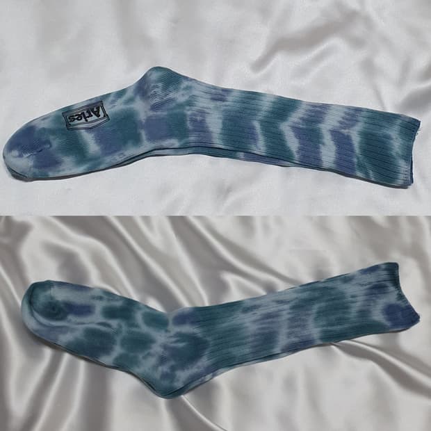 다크그린 아리즈 에리즈  물나염 타이 다이 롱 삭스 무릎양말 긴양말