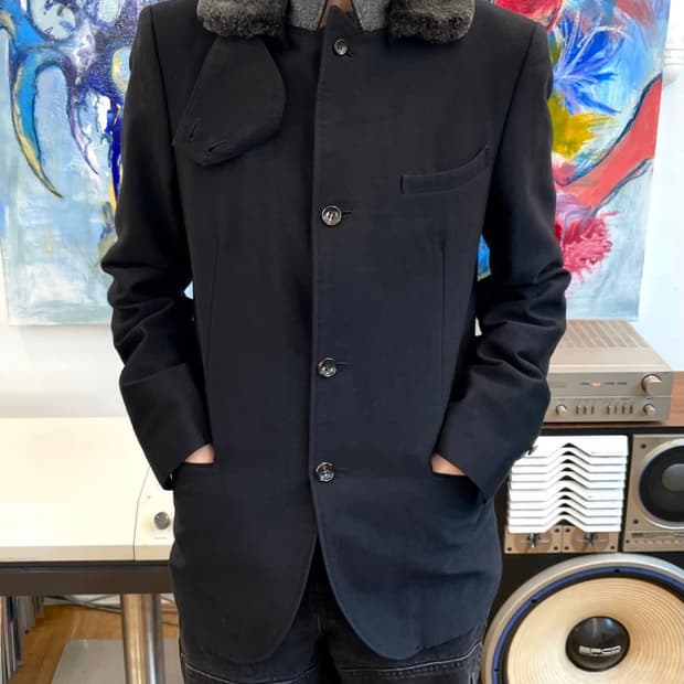 미하라 야스히로 퍼 트리밍 테일러드 자켓