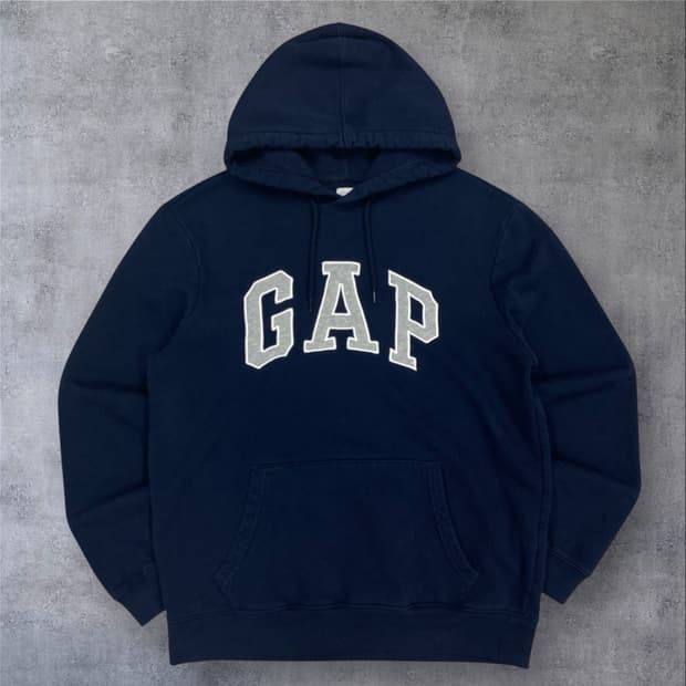 GAP 네이비 컬러 스펠아웃 빅로고 후드티