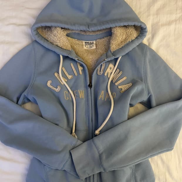 유일매물 후아유 울프죠 연하늘 후드집업 S