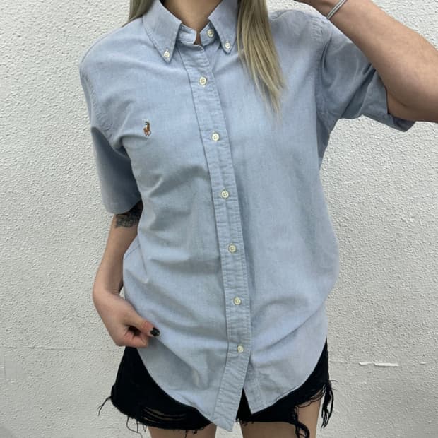 폴로 랄프로렌 옥스포드 소라 반팔셔츠 M