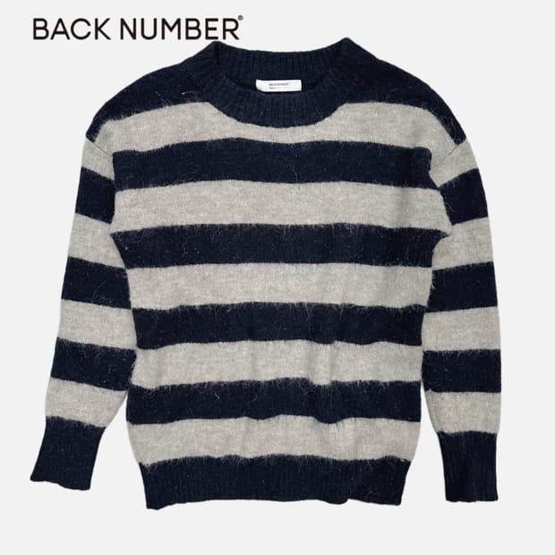 BACK NUMBER hairy alpaca stripe knit