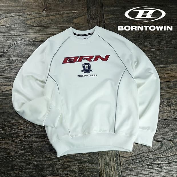 [본투윈] 빅로고 프린팅 오버사이즈 맨투맨 아이보리 M19914