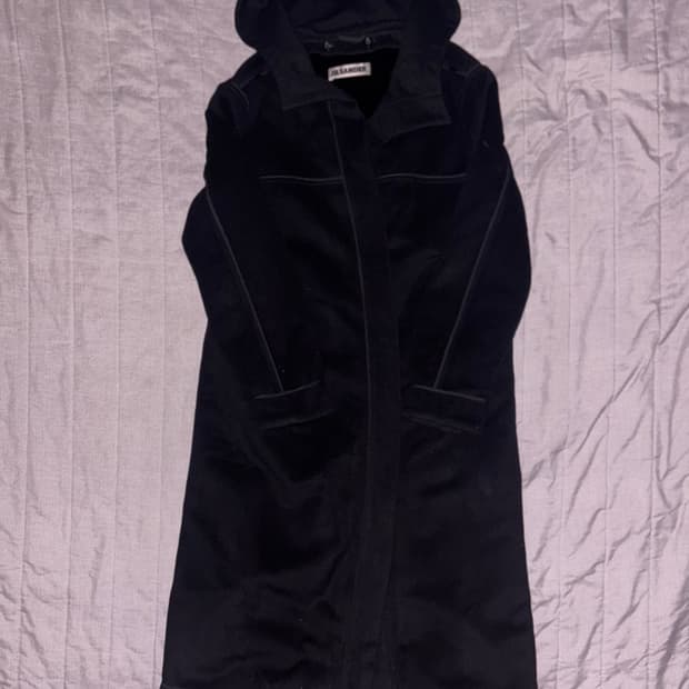 03fw 질 샌더 파이핑 후드 롱코트 