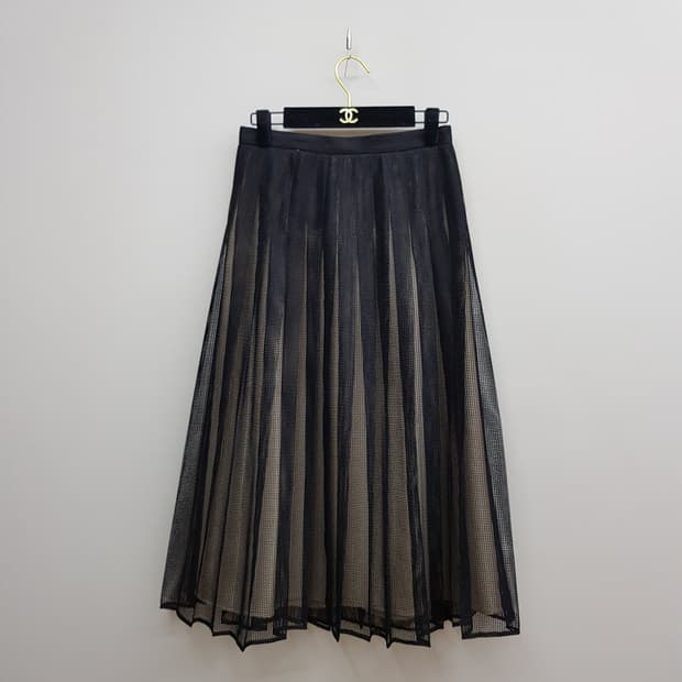 ORR 오르 2021 메쉬 레이어드 플리츠 롱 스커트 S사이즈