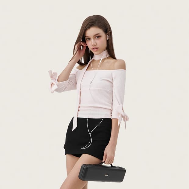 클리시어 캔디 보우 오프숄더 candy bow off shouder