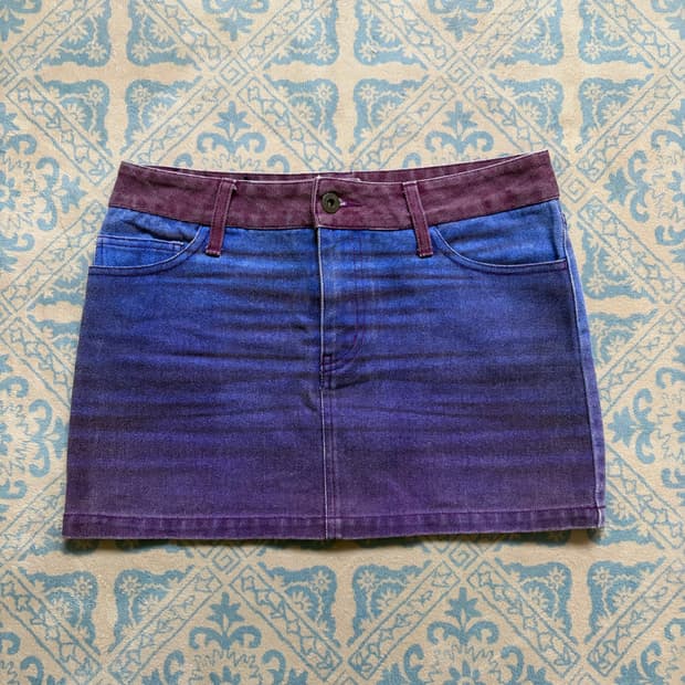 gradient denim mini skirt 