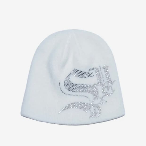 셋업이엑스이 Crystal cubic logo Beanie [Ivory]