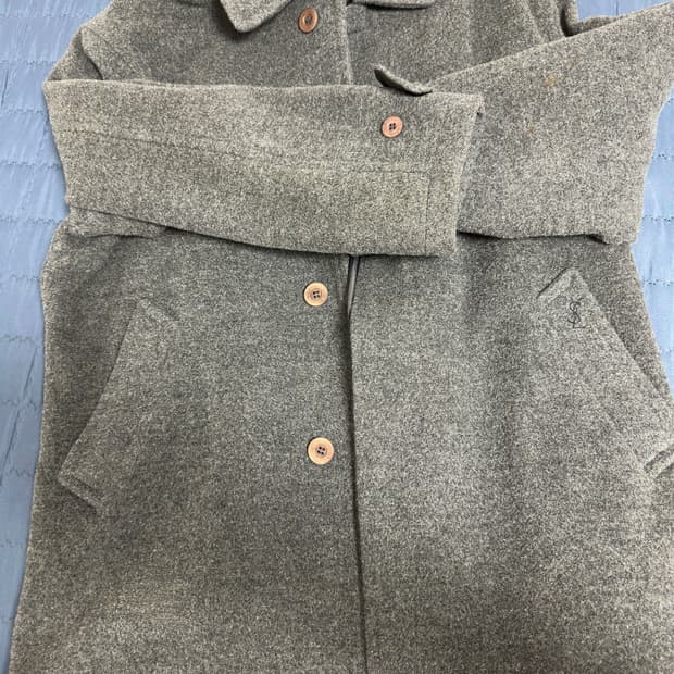 입생로랑(YSL) 빈티지 울 하프 코트 자켓 그레이