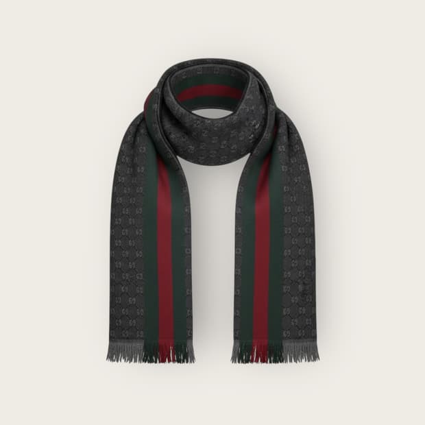 구찌 GG로고 자카드 삼선 울실크 머플러