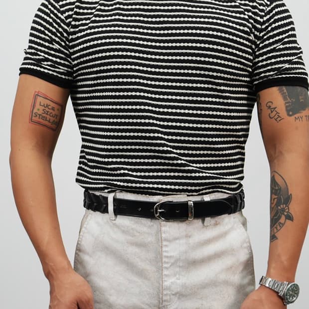 파블로 스트라이프 머슬핏 링거티 라지 사이즈