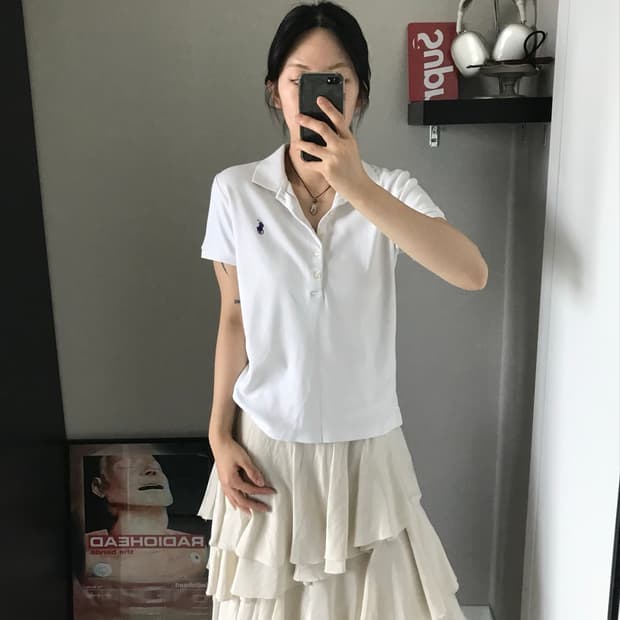 폴로 랄프로렌 포니로고 화이트 카라티