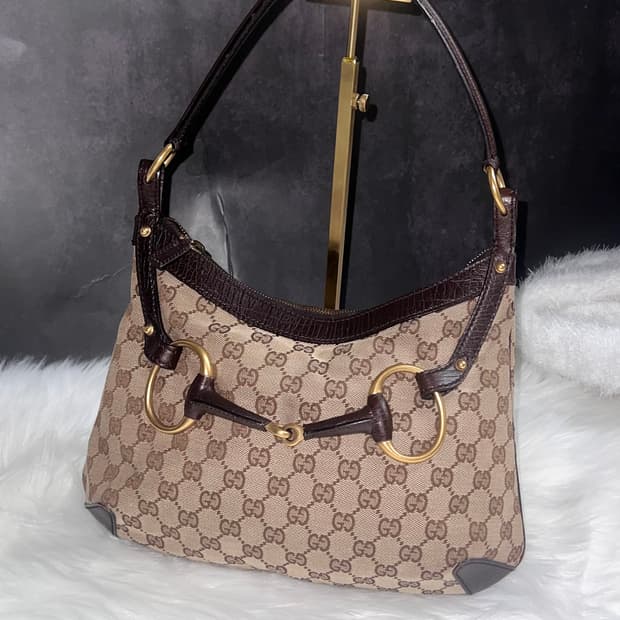 Gucci 구찌 GG 캔버스 홀스빗 모노그램 브라운 숄더백 핸드백