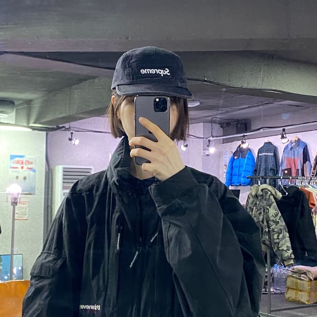 슈프림 블랙 데님 캠프 캡 B3810