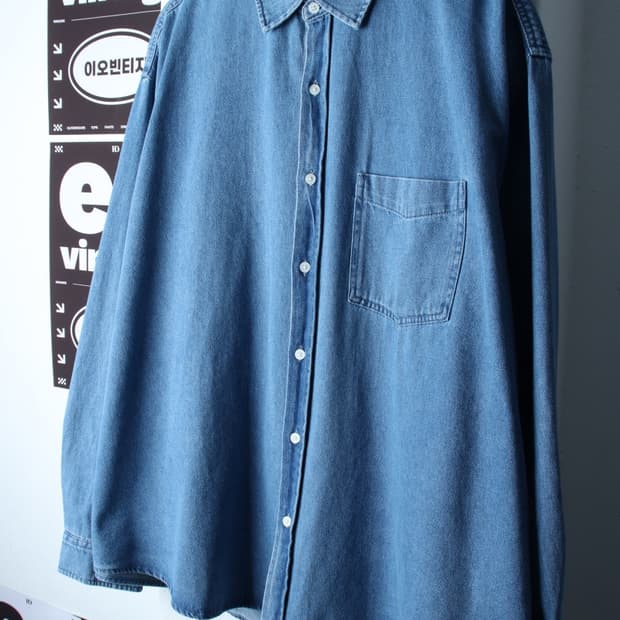 (L-XL) 리메인세컨드 셔츠 남방 데님 연청 아메카지-H33283
