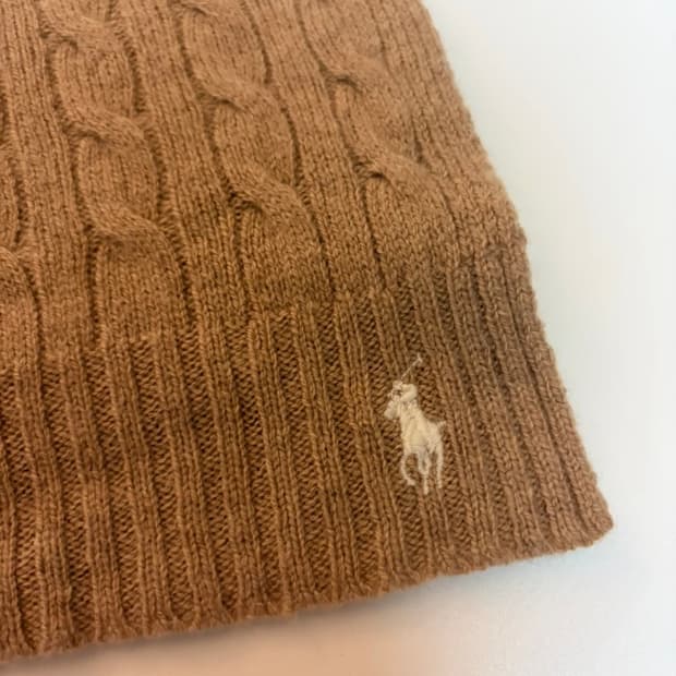 폴로 케이블 니트 울 캐시미어 스카프 머플러