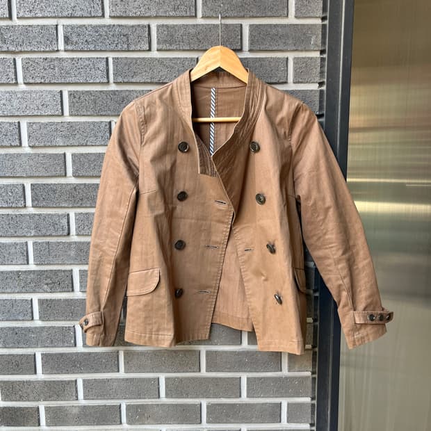 더블브레스트 코튼 자켓 카멜