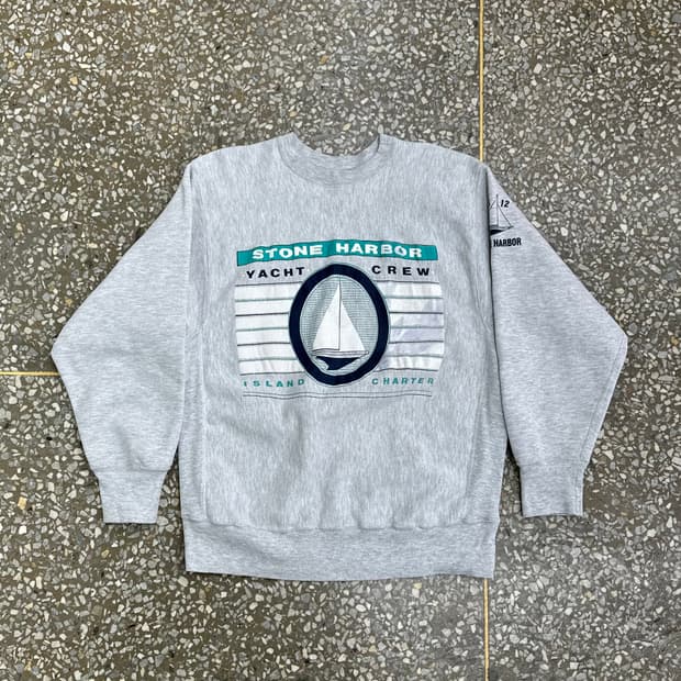 80s USA 챔피온 요트 리버스위브 스웻셔츠 XL