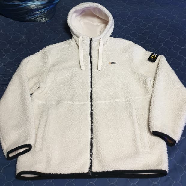 내셔널지오그래픽 코스토니 플리스 뽀글이 후드집업 점퍼 아이보리 (XL)