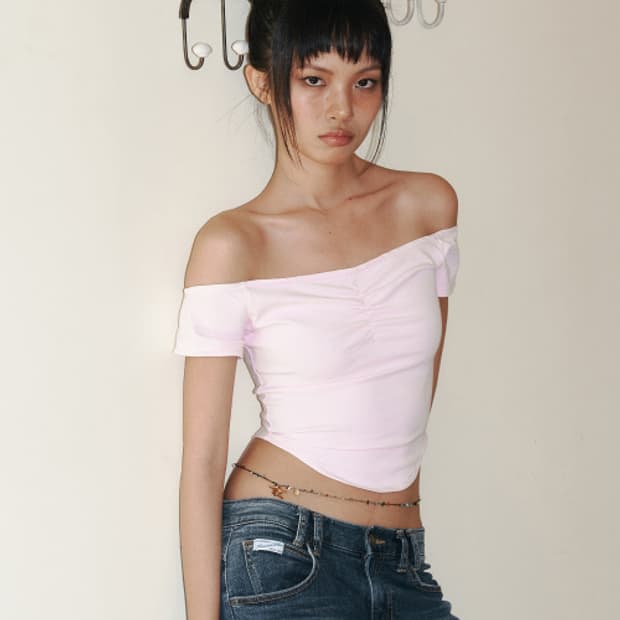 플리즈노팔로우 아벨 셔링 오프숄더 탑