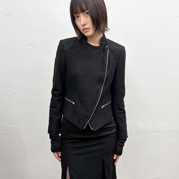 빈티지 플로럴 패턴 모토 자켓