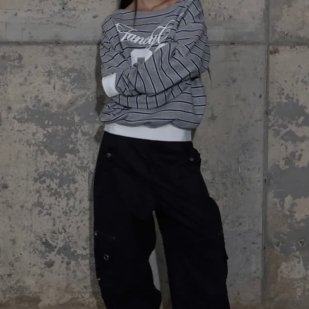 팬시클럽 크로스 포켓 카고 팬츠 블랙