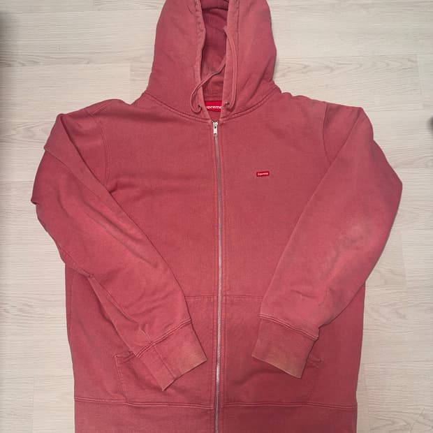 슈프림 미니 박스로고 핑크 후드집업 L 