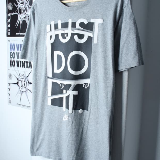 (L-XL) 나이키 반팔 티셔츠 빅로고 그레이 올드스쿨-H30115