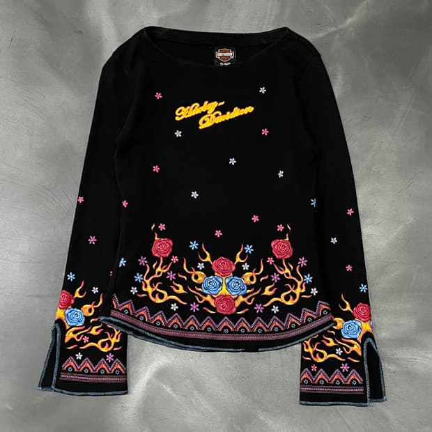  할리데이비슨 플라워 플레임 롱슬리브 y15133