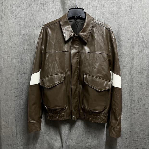 XL 에잇세컨즈 레더 가죽 남성 봄버 자켓