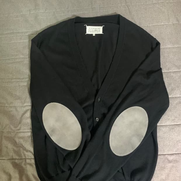 S)마르지엘라 엘보우 패치 가디건 블랙