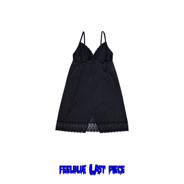 Black Rose Lace Satin Slip Dress