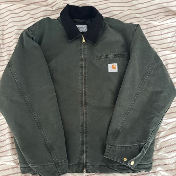 [L] 칼하트 WIP OG 디트로이트 자켓 올리브 블랙 스톤 캔버스 -