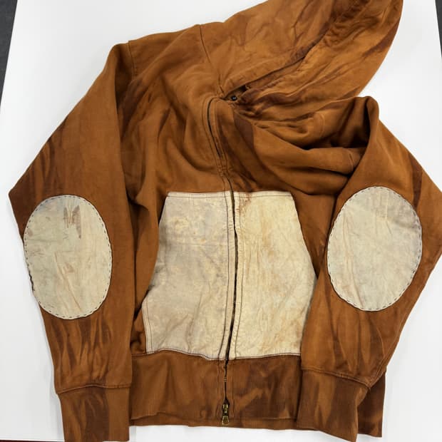 Norbit Leather Patch Zip-up Hoodie