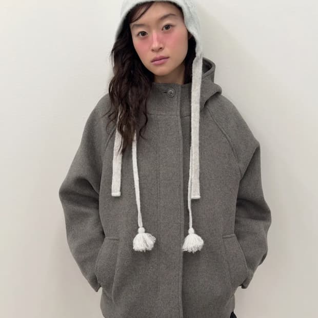 타입서비스 hooded half coat gray