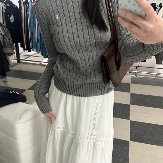 폴로 랄프로렌 그레이 케이블 니트 