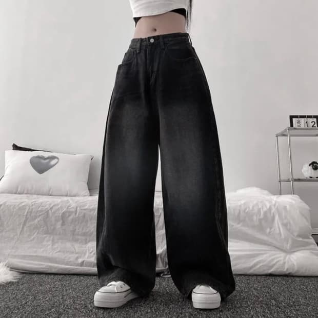 Teenager maxi wide denim pants