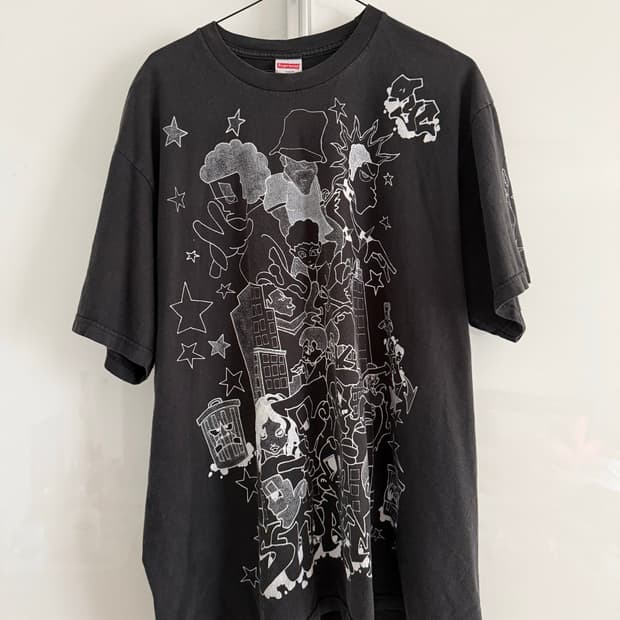 슈프림 다운타운 티셔츠 블랙 XL
