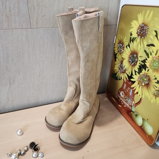 스웨이드 베이지 롱부츠 38 / 웨스턴 감성 / 240~245