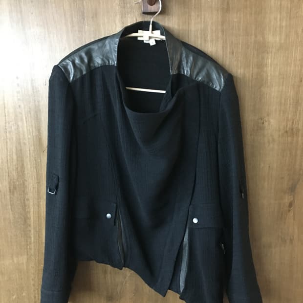 Helmut lang 가죽 트리밍 비대칭 자켓